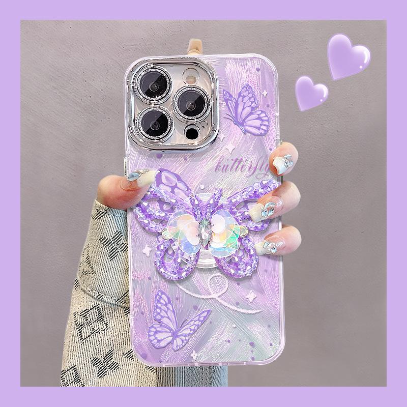 Подставка-бабочка из бусин Подходит для чехла для мобильного телефона Apple 16 Huawei Mate60pro Перо Пряжа 15 Высококлассное ощущение 14/13 Женщины