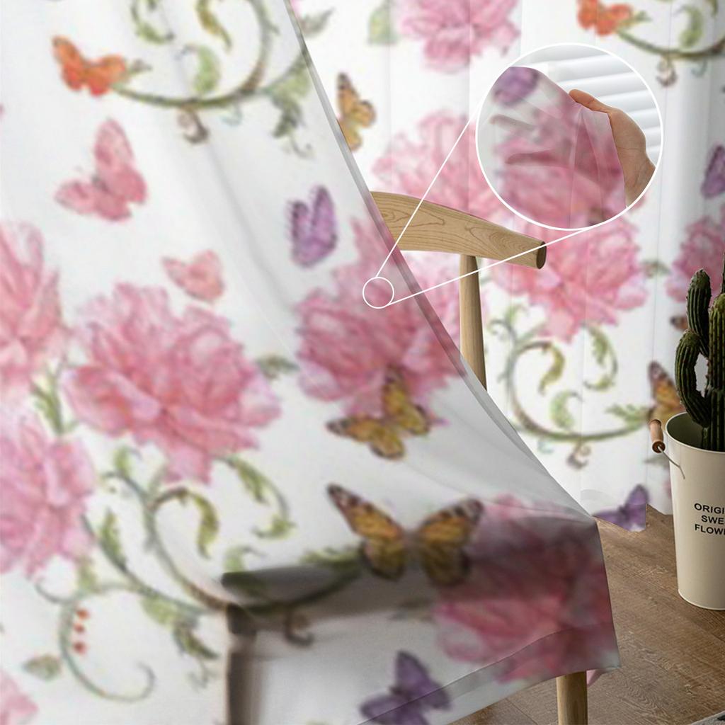 Розы и барокко цветочные акварельные прозрачные шторы для спальни, гостиной, тюлевые шторы для кухни, оконные вуали, шторы