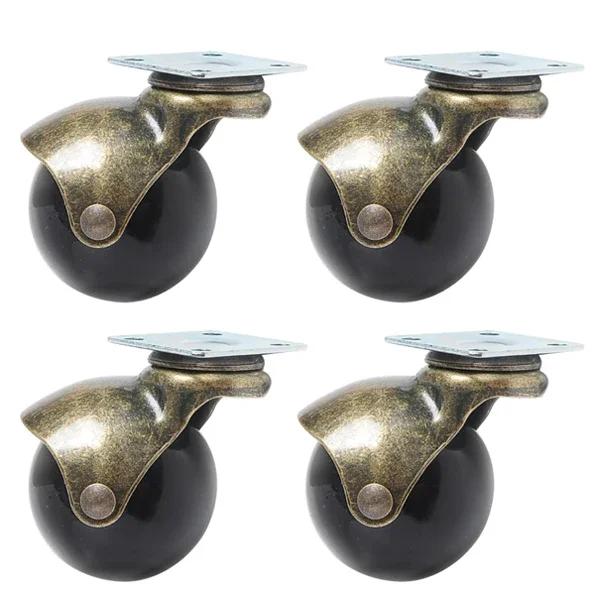 [4 Pack] Swivel Top Plate Hooded Ball Caster Wheels, Antique Bronze 2-inch
