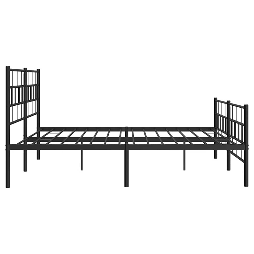 Metal Bed Frame with Headboard and Footboard Black 183 x 213 cm
