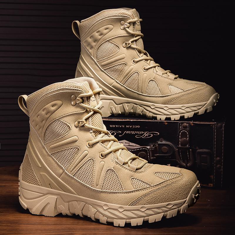 Outdoor climbing mountaineering new hiking tactical boots medium and high top large size field training shoes