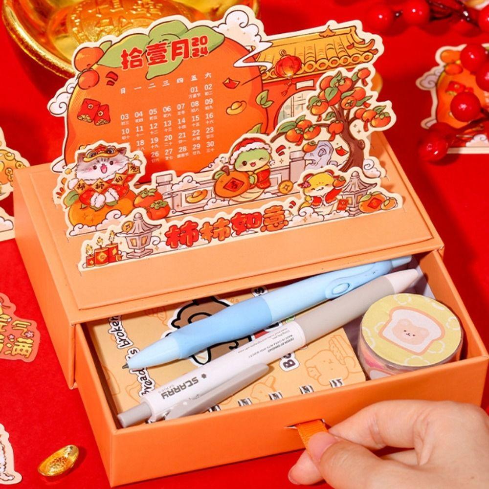 Multi-function Fortune Cat Calendar Mini Lucky Calendar Agenda Organizer Desktop Calendar Friend