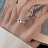 Twist Love Ring Temperament Cold Wind Heart Shape Twisted Rope Woven Open Ring Personality Silver White Ring Woman
