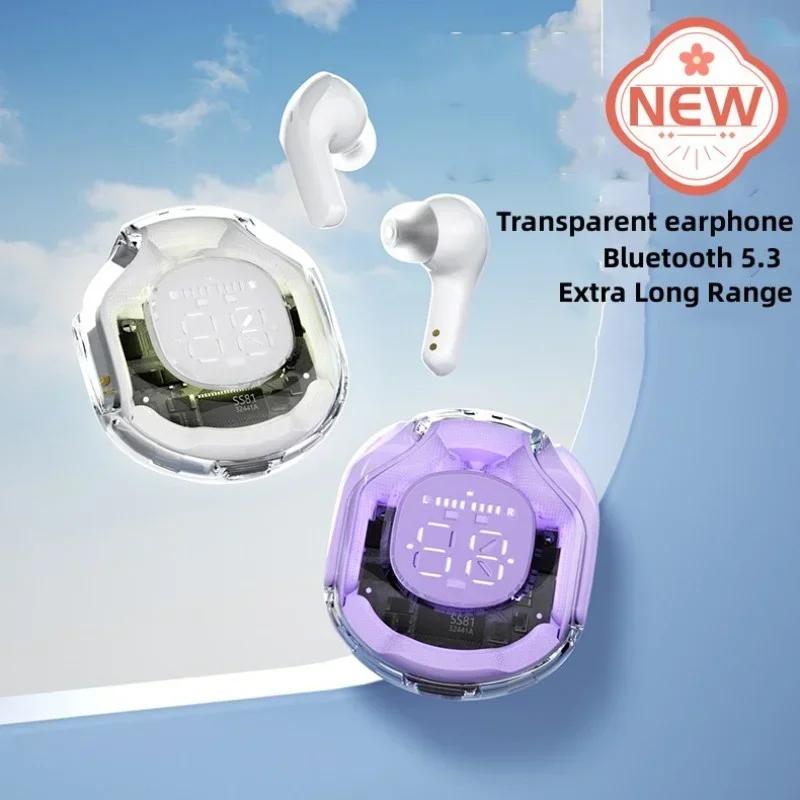 T8 TWS Беспроводные Bluetooth-наушники Прозрачные Наушники с ENC Светодиодный Цифровой Дисплей Мощности Стерео Звук Наушники для Спорта Работы