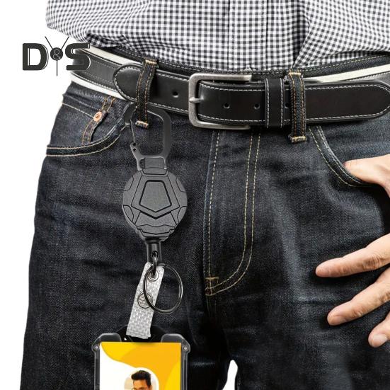 Card Cover Heavy Duty Retractable Badge Reel ID Badge Holder with Anti-lost Breakaway Lanyard Retractable Key Chain Carabiner Hard Shell Card Sleeve