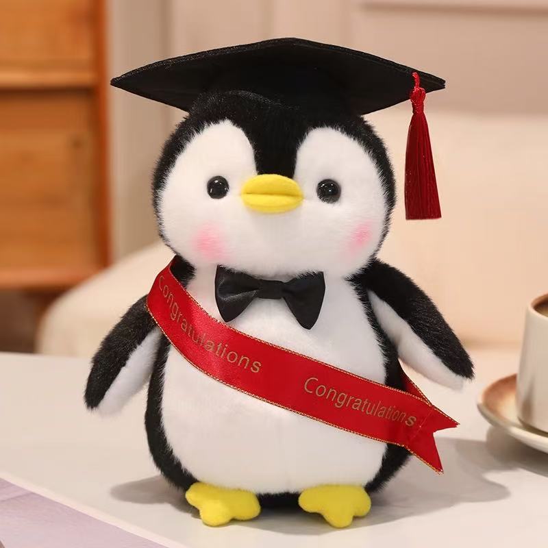 Cute Penguin Plush Toy With Hat Kawaii Stuffed Animal Cartoon Doll Soft Throw Pillow Kids Birthday Gift