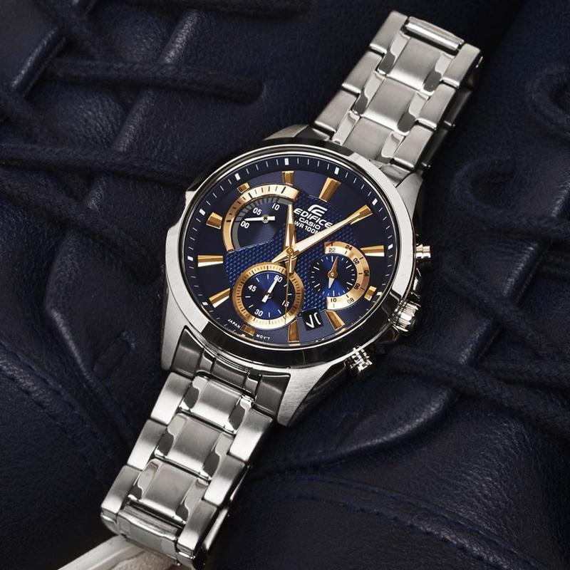 Casio EDIFICE 100 метров водонепроницаемость кварцевый механизм стальной ремешок японские и корейские часы мужские часы синий циферблат EFV-580D-2AVUDF