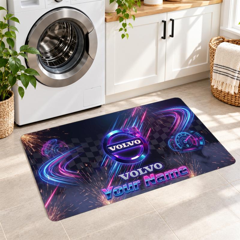 Volvo Trucks Custom Name Flannel Rug Kitchen Mat Non Slip Floor Carpet Personalized Home Decor
