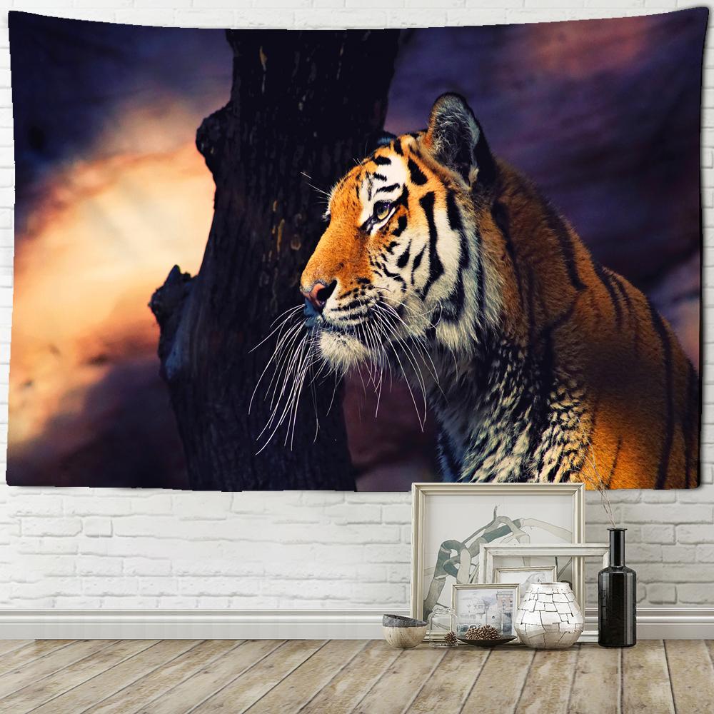 Home Decoration Filled Tiger Pattern Printing Polyester Fiping Wall Suspension Room Background Tapiz