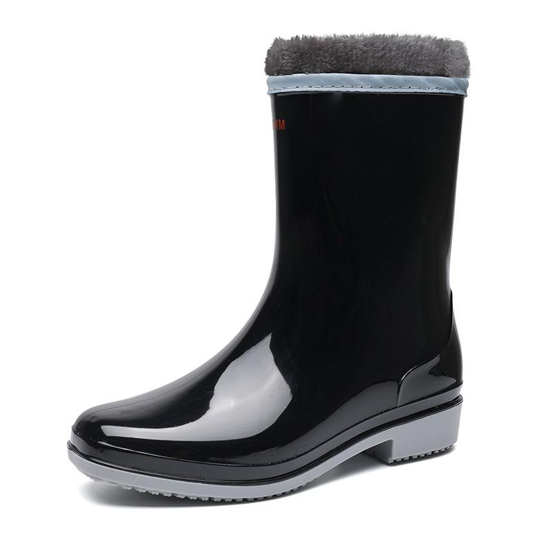 Непромокаемые сапоги средней длины, женская резиновая обувь на платформе, модные непромокаемые туфли из желе из ПВХ, 2024, женские непромокаемые ботинки без шнуровки для работы