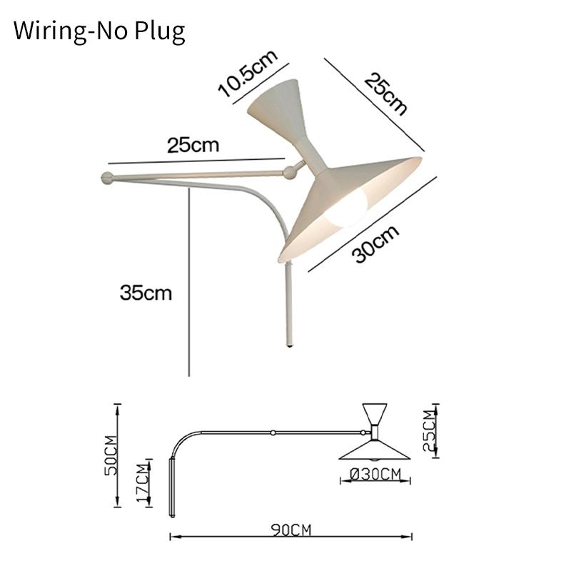 Italian Designer Minimalist Personality Bedroom Study Bedside Lamp Living Room Sofa Can Swing Rotating Horn Wall Lamp