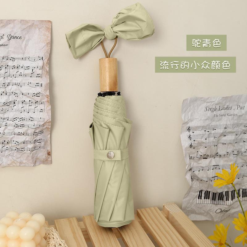 8 спиц ручное открытие простой зонт от солнца из винила с ручкой из массива дерева три сложения зонт от солнца рекламный зонт