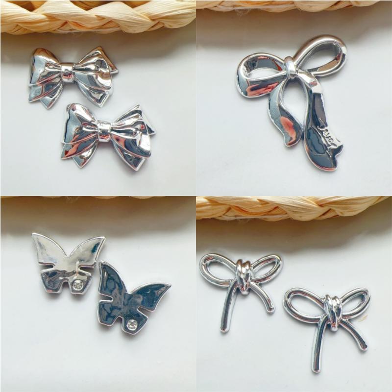 10/18 шт. DIY Подвески для обуви с отверстиями Электроокрашенное серебро Аксессуары Галстук-бабочка Дизайнерская Декорация для садовой обуви Подарок для девочки