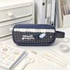 Plaid Print Pen Bag Lace Design Pencil Pouch Gift Stationery Organizer  School Supplies