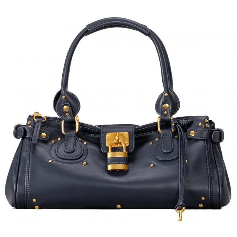 Popular Y2K Spicy Girl Style Retro Lock Decor Handbag For Women Large Capacity Commuter Top Handle Shoulder Tote Bag