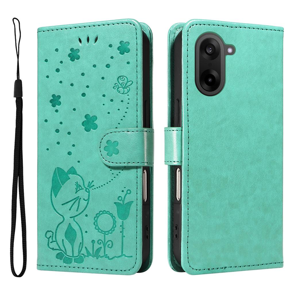 For OnePlus Nord CE5 5G/OnePlus Ace 5 Racing 5G Leather Wallet Case Cat Bee Pattern Phone Cover Stand