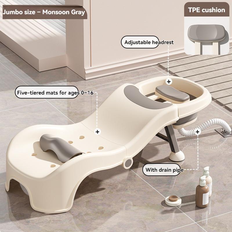 Foldable Baby Hair Washing Chair Portable Kids Shampoo Bath Bed Children Head Washing Recliner Home Bathing Tool