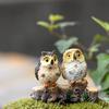 Micro Landscape Accessories Owl Ornament Animal Resin Miniatures Figurine DIY Home Decor 2pcs