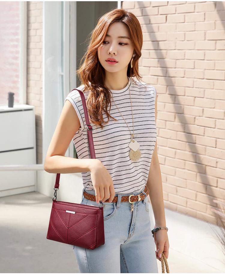 2024 Новый корейский стиль, модная трехслойная мягкая кожаная сумка-мессенджер для мам