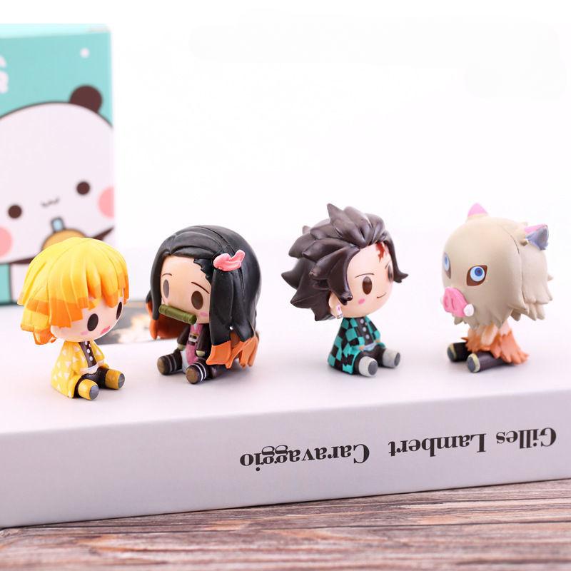 Аниме-фигурка/плюшевая игрушка «Убийца демонов Кимецу Но Яиба» версии Q Тандзиро, Незуко и Зеницу в качестве украшений для приборной панели автомобиля/украшений для рабочего стола в подарок