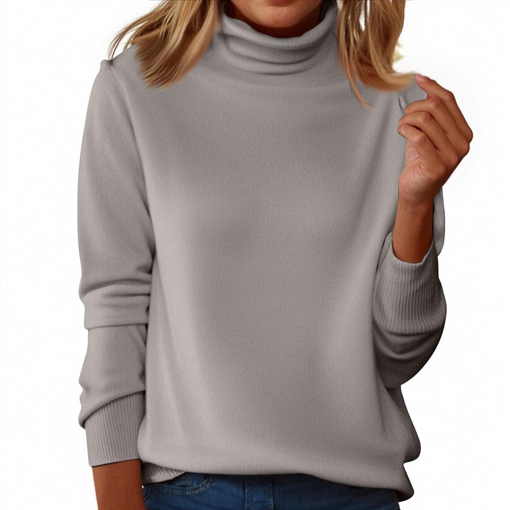 Women's Slim Fit Temperament Wool Long Sleeve Seamless Turtleneck Sweater
