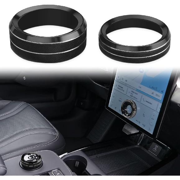 Auovo Volume Control Knob Cover Compatible with Ford Mustang Mach E Accessories 2024 2023 2022 2021 Mach-E Gear Shift Switch Knob Cover Ring Aluminum