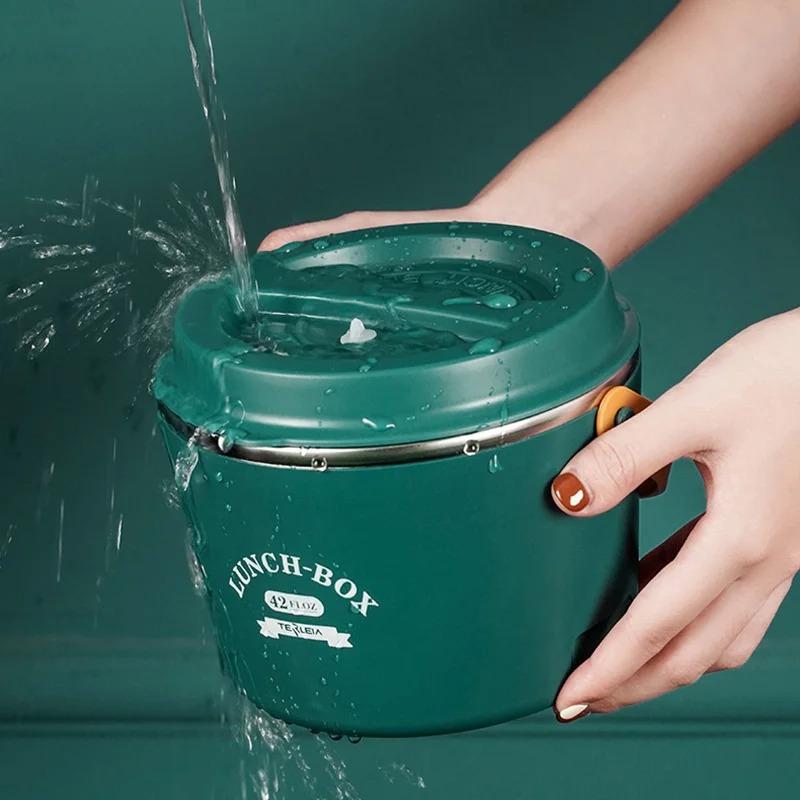 Портативный ланч-бокс с электроподогревом емкостью 1,2 л, из нержавеющей стали, контейнер для подогрева пищи, для офиса, автомобиля, пикника, рисоварки