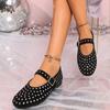 Женские туфли Мэри Джейн с кристаллами, повседневные босоножки на плоской подошве с пряжкой, тренд 2024 года, удобные туфли-лоферы, новая женская обувь