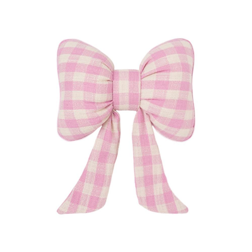Grid Pattern Bowknot Pillows Plaid Interior Car Seat Cushion Bow Shape Pillow Adults Use