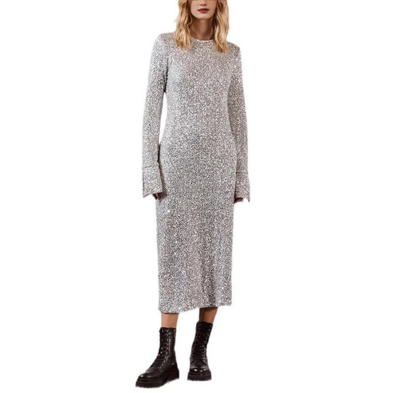 Женское платье с пайетками, осенне-зимнее, бархатное, с бисером, облегающее платье-рыбий хвост, вечернее платье