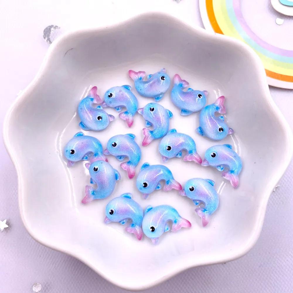 50pcs Glitter Mixed Resin Mini Colorful Mermaid Tail Shell Starfish Seahorse Conch Flatback Figurines Rhinestones Nail Art DIY Scrapbook Accessories