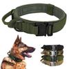 Military Tactical Dog Collar Adjustable Soft Nylon Outdoor Training K9 Collar with Handle Metal Buckle Fits Medium and Large Dog