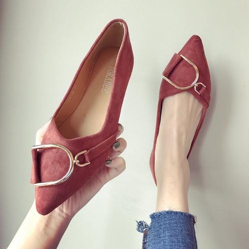 Модные балетки Женские Новые Модные Летние Осенние Новые Замшевая Поверхность Мелкий Вырез Заостренный Носок Большой Размер Женская Обувь