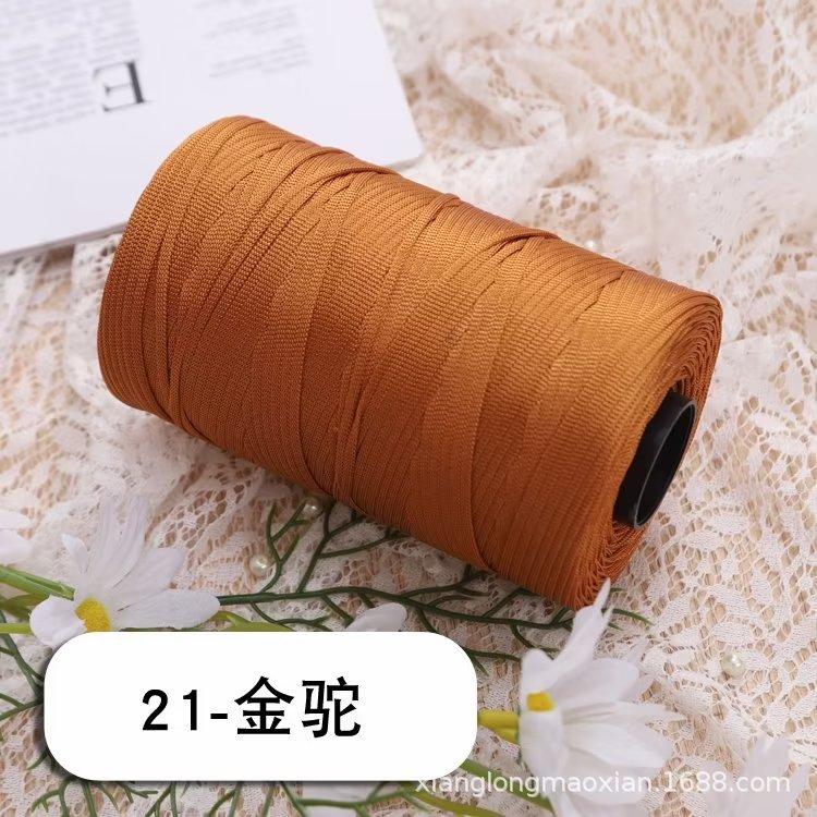 Мерсеризованный Хлопок и Лен Ледяная Шелковая Пряжа DIY Пряжа для Шляпы Сумки Куклы Ручное Вязание Крючком Пряжа для Подушки Сиденья Плоская Ленточная Пряжа Плоская Пряжа