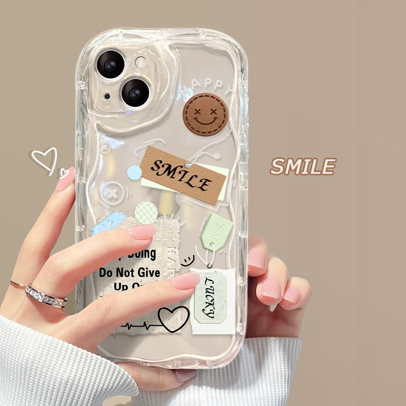 Smiley Face for Apple 15 Phone Case for IPhone16promax/13 Label English 11/12 Transparent Silicone 14