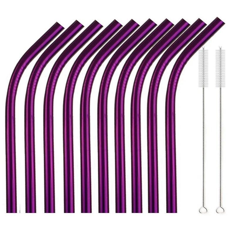 10 шт. 12*215 мм цветные трубочки для питья из нержавеющей стали 304 многоразовые металлические трубочки для бара Boba Bubble Tea молочные коктейли трубки