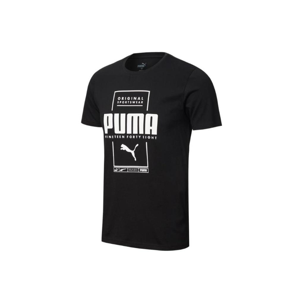 Puma Повседневная спортивная футболка с круглым вырезом с принтом, мужские топы, черная 586586-01