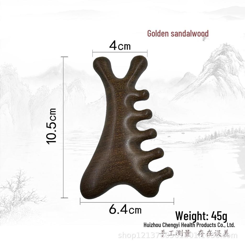 Сандаловая расческа с широкими зубьями для терапии кожи головы, головы и лица