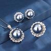 Jewelry Copper Bottom Gold-Plated Inlay Imitation Gray Pearl Pearl Round Set 16-12Mm