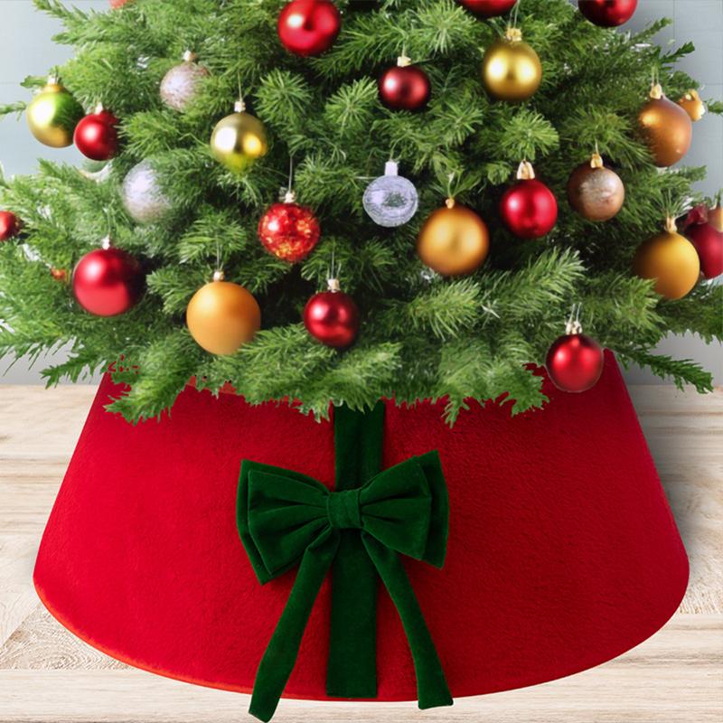 1PC Red Green White For Artificial Trees Tree Stand Base Holiday Plush Cloth Home Decor Bow Christmas Tree Collar Festival