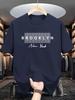 Summer 2026 Brooklyn New York Grid Print Tshirt For Unisex Casual Crew Neck Short Sleeve Tee Trendy Streetwear Tops Ideal