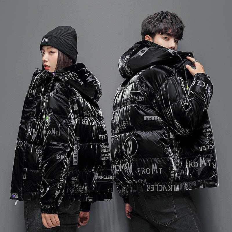 Зимнее белое пуховое пальто на утином пуху для мужчин и женщин, новое короткое пальто с капюшоном для пар, мужское яркое ветрозащитное пальто в корейской версии, тренд