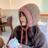 Autumn and winter hat female sweet temperament knitted wool hat winter warm ear hat student bag hat