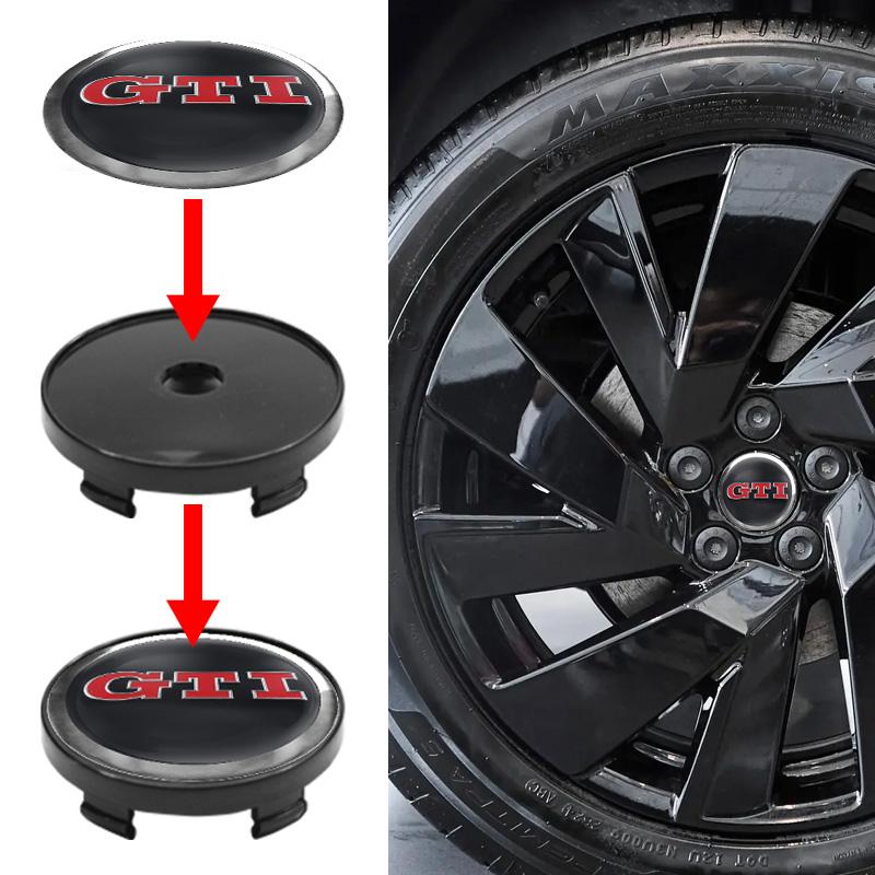 VW 4Pcs 56mm 60mm Car Wheel Center Hub Cap Cover Emblem Stickers For Volkswagen VW GTI Polo Golf Passat Tiguan Arteon Touareg Caddy