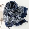Women'S Soft Navy Blue Bohemian Tassel Scarf, Fashionable Scarf, Headscarf, Travel, Vacation, Beach Wrap, Shawl for Weekend Casual