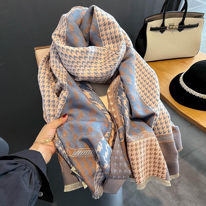 0G Thickened Version Retro Bird Scarf Women's Winter High-end Warm Scarf Imitation Cashmere Shawl
