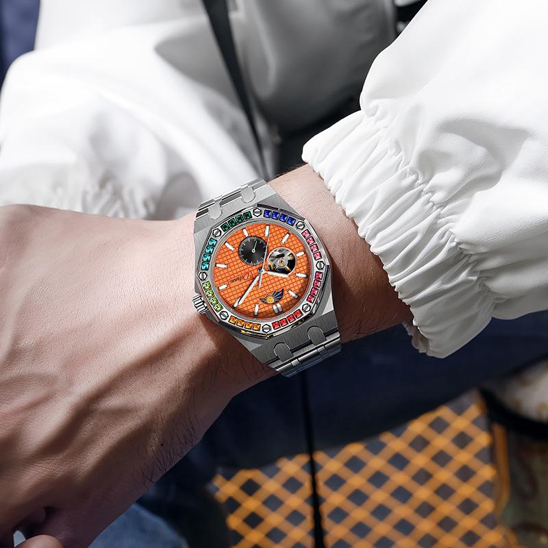 Fashion New Luxury Mechanical Watches Rainbow Drill Hollow Design Fully Automatic Mechanical Automatic Watch