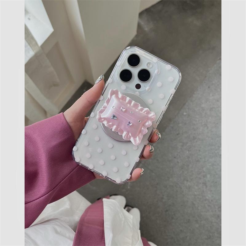 Магнитный держатель для телефона со стразами в горошек для чехлов iPhone 17/16 Pro Max/15/14