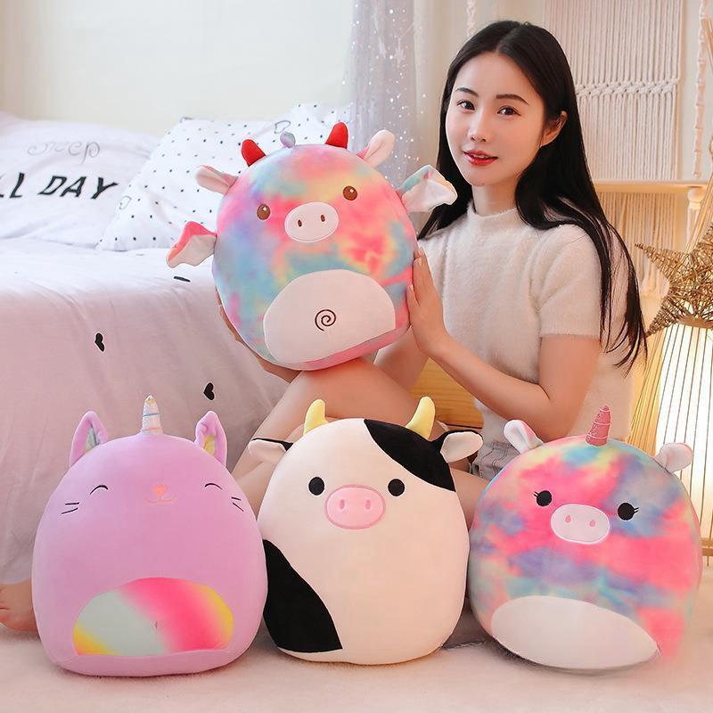 Soft Plush Unicorn And Cow Pillow Cushion Cartoon Animal Stuffed Toy For Girls 35cm