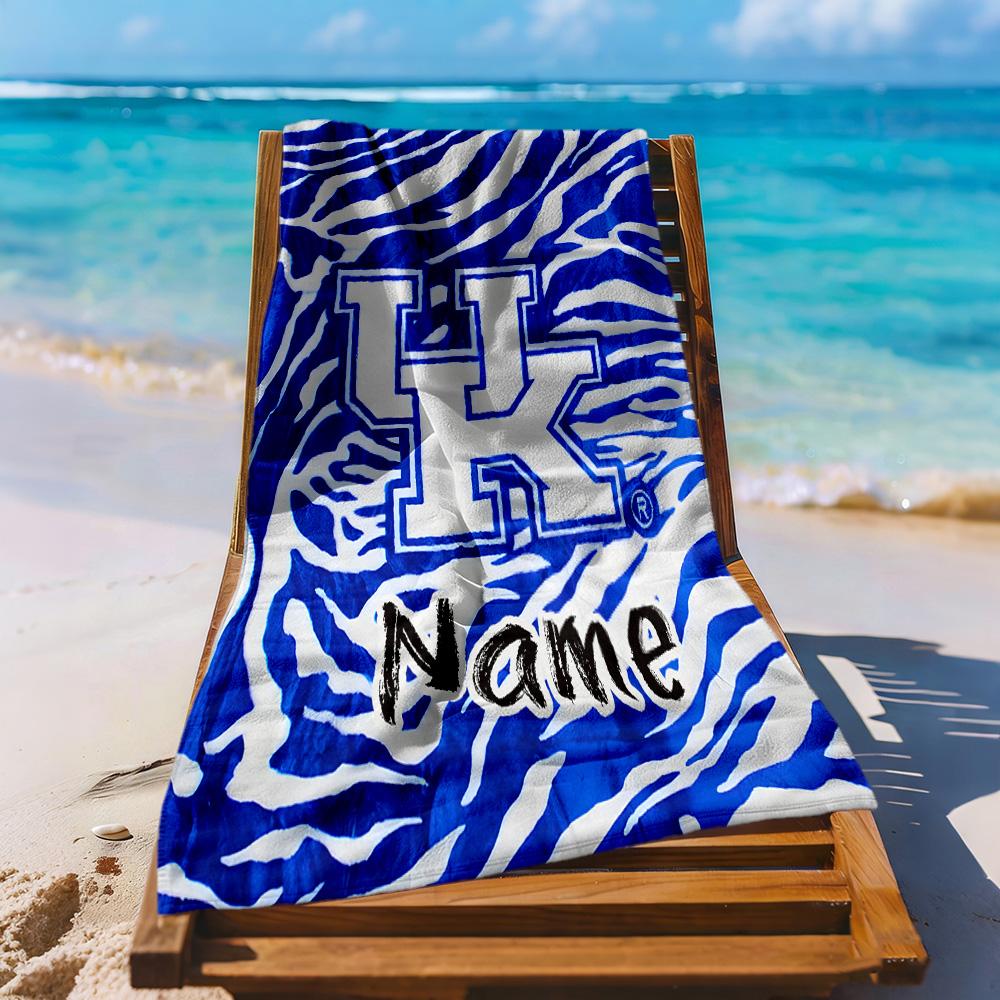 Blue White Kentucky Personalized Name Beach Towel High Absorbency & Quick-Dry